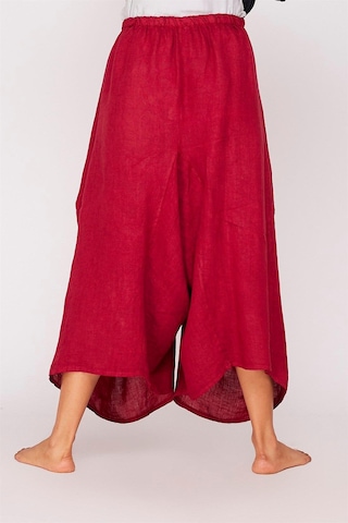 Bohem Stil İtalyan Cepli Keten Şalvar Pantolon 36-48 Beden Arası -8746 Bordo