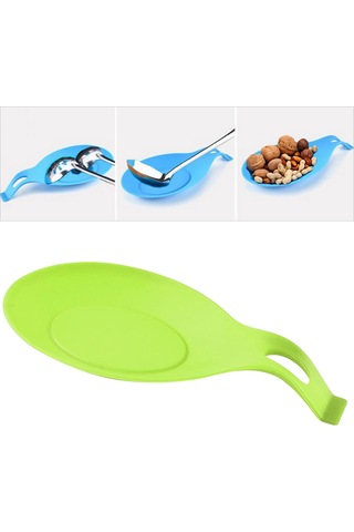 Suntek Isıya Dayanıklı Silikon Kaşık Dinlenme Mutfak Yeşil