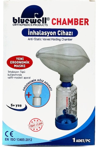 Bluewell Aerochamber İnhalasyon Cihazı Mavi 5 Yaş Üstü