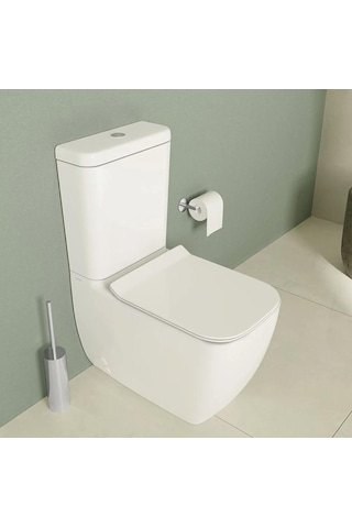 S25 Square Duvara Sıfır Kanalsız Klozet+rezervuar+iç Takım+klozet Kapağı Set Beyaz