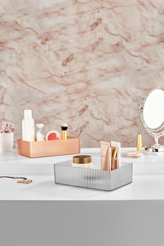 2 Katlı Kullanılabilen Makyaj Kutusu & Çok Amaçlı Kutu & Organizer Siyah