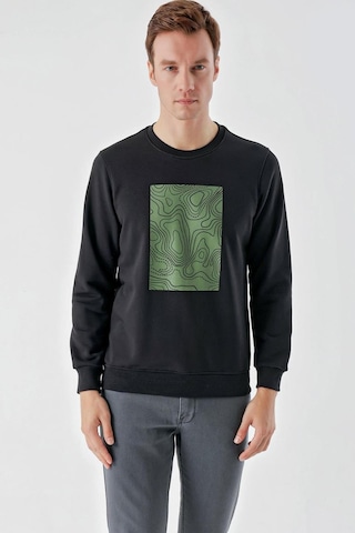 Slimfit Bisiklet Yaka Önü Baskılı 2 İplik Erkek Sweatshirt 001