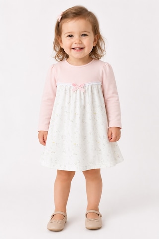 Babyhola Kız Çocuk %100 Pamuk Penye Elbise 15324 Pembe