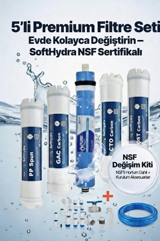 10 Standart Nsf'li 5 Li Filtre Seti Pp + Gac + Cto + 80 Gpd Ro Membran + Post Karbon