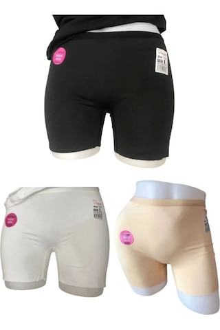 Deza Lux Kadın Iz Yapmaz Dikişsiz Boxer 3'lü Paket Beyaz - Siyah - Ten
