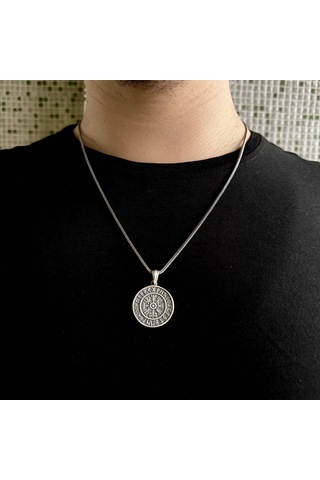 925 Ayar Gümüş Viking Pusuları Tasarım Erkek Kolye Gümüş