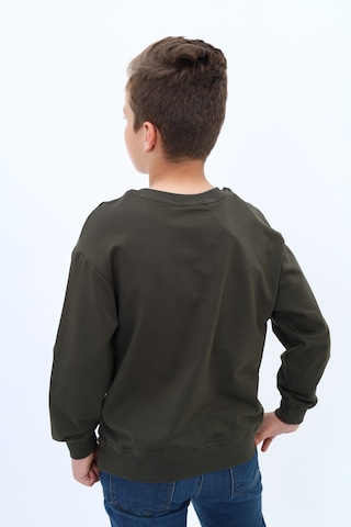Toontoy Kids Toontoy Erkek Çocuk Pamuklu Bisiklet Yaka Baskılı Basic Sweatshirt 22996 Haki