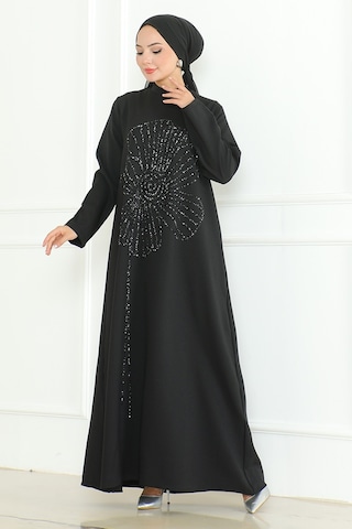 Zeral Taş İşlemeli Abiye 1200 - Siyah