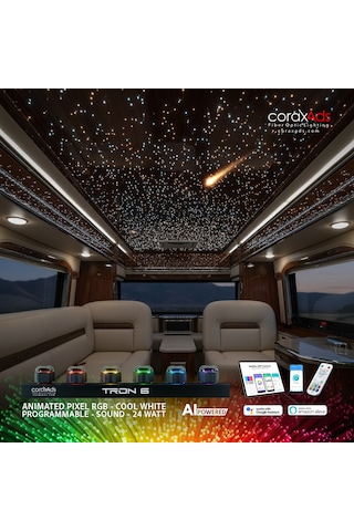 Karavan Ambiyans Aydınlatma Fiber Optik Yıldız Tavan Kiti - Kayan Yıldızlı Çok Renkli