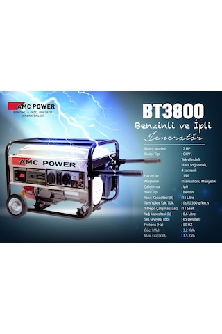 Amc Power Bt-3800 3.5 Kva Benzinli Jeneratör İpli
