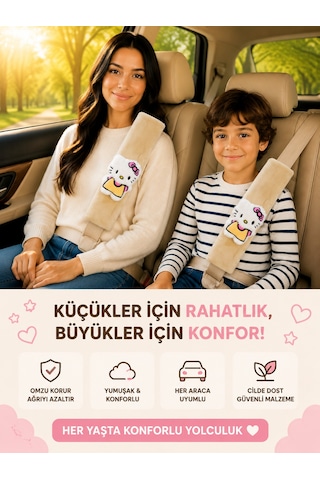 Pofuduk Bej Emniyet Kemeri Aksesuarı - Emniyet Kemeri Kılıfı-araç Emniyet Kemeri Omuz Koruyucu 1 Adet