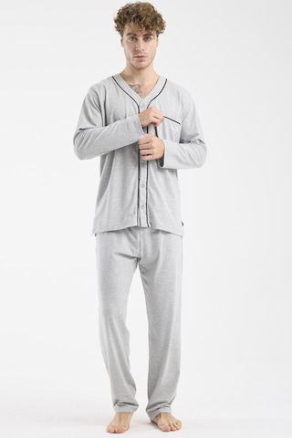 Sementa V Yaka Düğmeli Pijama Takım - Gri Gri