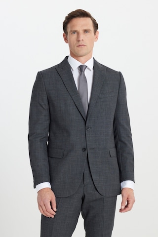 AC&Co / Altınyıldız Classics Erkek Antrasıt Yünlü Cordura Kumaş Slim Fit Dar Kesim Kırlangıç Yaka Desenli Kapak Cepli Takım Elbise Antrasıt