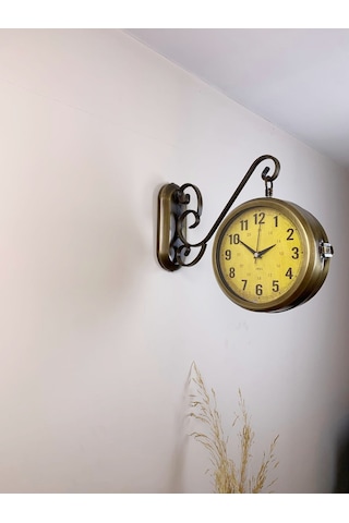 Eskitme Metal Antique İstasyon Saati 36 X 25 Cm
