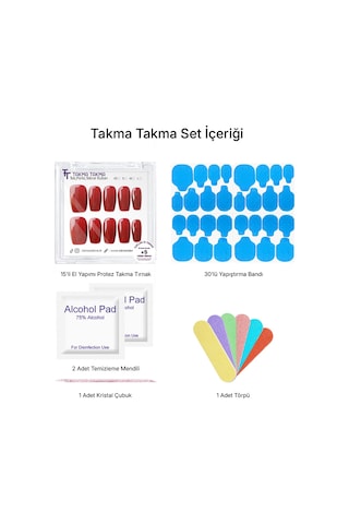 15'li Bordo Orta Balerin Obl1501 Tekrar Kullanılabilir El Yapımı Protez Takma Tırnak S