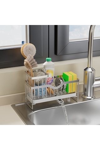 Youtek Sıcak Su Armatürü Lavabo Sünger Çöp Sepeti, Çelik Çelik Malzeme, Ev Ofis Mutfak Depolama Organizer, Renk: Siyah Diğer