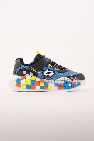 Muggo Block Renkli Blok Tabanlı Cırtlı Ve Bağcıklı Çocuk Sneaker Spor Ayakkabı Mavi