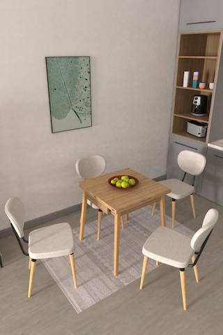 Vilinze Deniz Sandalye Avanos Ahşap Mdf Kanatlı Mutfak Masası Takımı - 70x70+70 Cmtk-avanos-07070k-nn-d33deniz-sigmabeyaz Kırık Beyaz