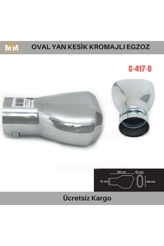 Carmind Oval Yan Kesik Kromajlı Egzoz Ucu C-417d