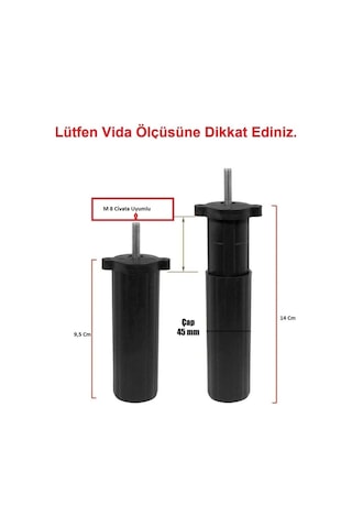İstanbule-Hırdavat Koltuk Kanepe Baza Çekyat Plastik Orta Ayak 9-14 Cm Arası Ayarlı