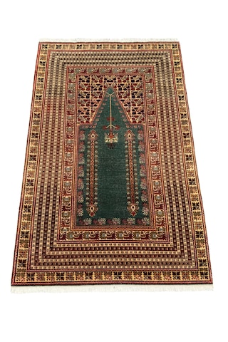 El Dokuma Sıfır Bünyan Halısı Seccade 118x185 Su Yeşili Namazlık