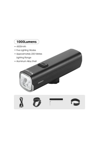 West Bıkıng Yp0701435-431 Parlak Led Bisiklet Ön Işık El Feneri Şarj Edilebilir Gece Bisiklet Güvenlik Lambası - Normal Montaj Siyah