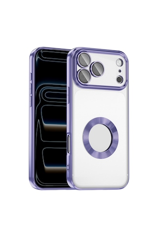 Zore Apple iPhone Uyumlu 17 Pro Max Kılıf Kamera Korumalı Logo Gösteren Zore Omega Kapak - Lila