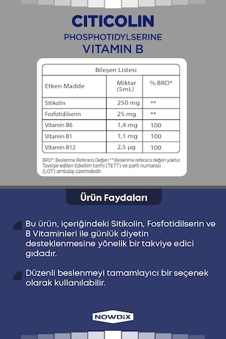 Nowdix Sitikolin Fosfotidilserin 150 ML