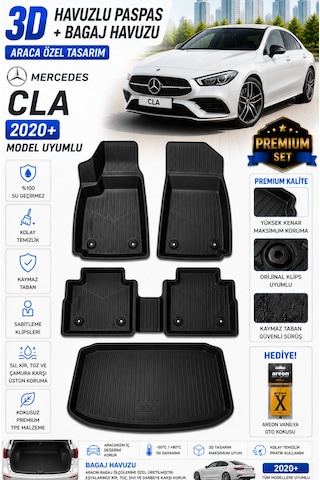 Mercedes Cla 2022 Model Uyumlu 3d Araca Özel Havuzlu Paspas+bagaj Havuzu Birebir Uyum