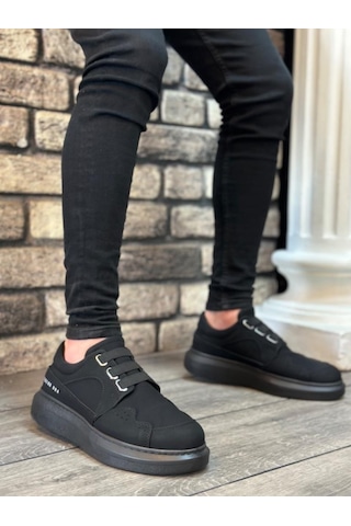 Ba0302 Boa Kalın Taban Bağcıksız Tarz Casual Siyah Siyah Erkek Ayakkabı