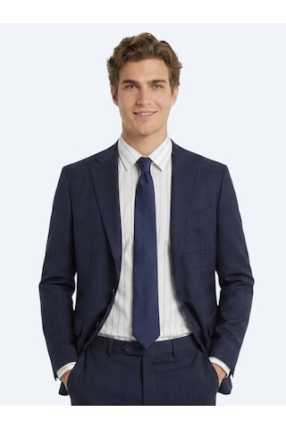 Kip Lacivert Potikare Modern Fit %100 Yün Takım Elbise