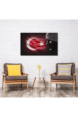 Türk Bayrağı Ve Atatürk Cam Tablo