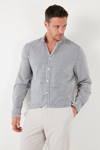 Buratti Pamuklu Çizgili Düğmeli Yaka Uzun Kollu Regular Fit Erkek Gömlek Cf23S112237 Siyah
