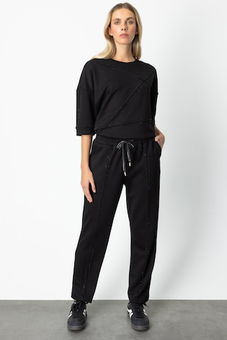 On Kadın Beli Lastikli Taşlı Eşofman Altı 66547 Siyah Siyah