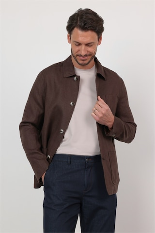 İmza Berberi Yaka Keten Düz Slim Fit Casual Mont 1007260152 Kahverengi