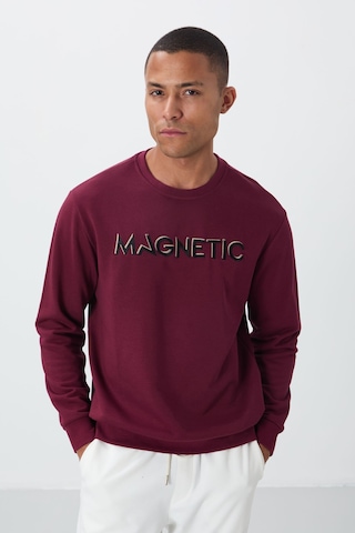 Tommy Life Erguvan Yazı Nakışlı O Yaka Rahat Form İçi Polarlı Erkek Sweatshirt - 88020 Mor