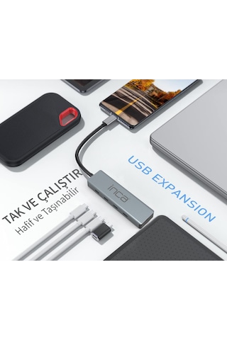 Inca Itpt-4tx Type-c Hubx4 Type-c Port 3.1 10gbps Çoklayıcı Alu