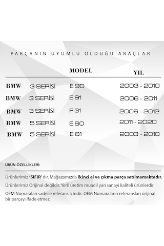 BMW 5 Serisi F10 F11 için Arka Perde Tamir Plastik Parça Klips