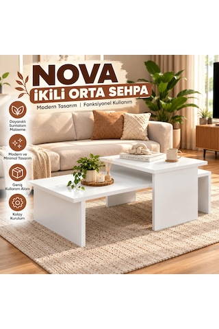Nova İkili Orta Sehpa Beyaz