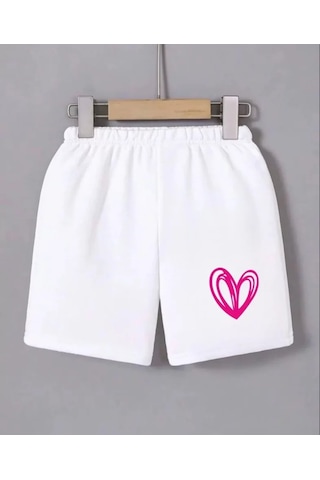 Hazego Beli Lastikli Baskılı Mini Şort - Beyaz Beyaz
