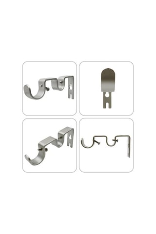 Tongxida 6 Adet Gümüş Metal Perde Çubuğu Tutucu, 2.5 Cm, Ağır Duty, Duvar Montajlı