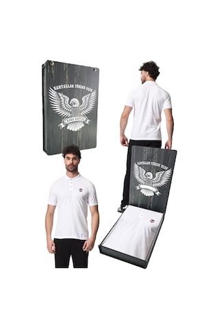 Beşiktaş Lisanslı Beyaz Polo T-shirt Lazer Kutu