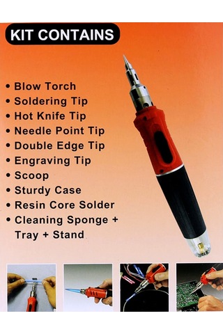 10'u 1 Arada Profesyonel Gazlı Havya Seti 26ml Kaynak Kiti Torch Hs-1115k