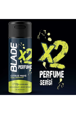 Blade X2 Perfume Citrus Wave Erkek Deodorant Body Spray 2x150 Ml Leke Bırakmaz %0 Alüminyum 23284416