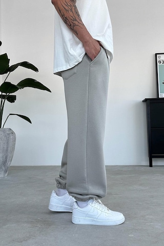 Gri Cozy Basic Paça Lastik Oversize Eşofman Gri