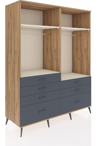 Kronos Gardrop 4 Raflı 7 Çekmeceli 2 Askılı 176x59x221 Çam-aytaşı/antrasit Aytaşı/antrasit