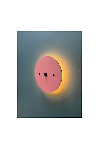 Dünya Pilli Aplik Pembe Ahşap