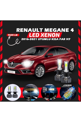 Renault Megane 4 2016-2021 Kısa Far Uyumlu Şimşek Etkilii Led Xenon Pro Series H7