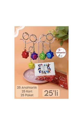 25 Li Emoji Anahtarlık Hediyelik Hediye Paketli Notlu Emoji Anahtarlık Karne Hediyesi Karne Günü 25 Li