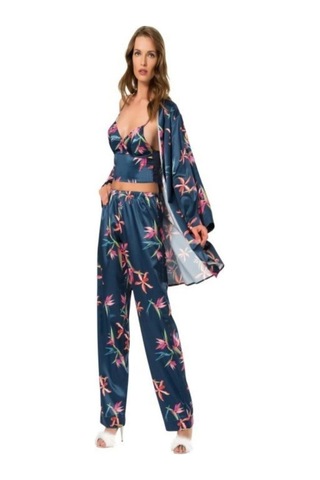 Moongirl 007 Üçlü Saten Pijama Takımı